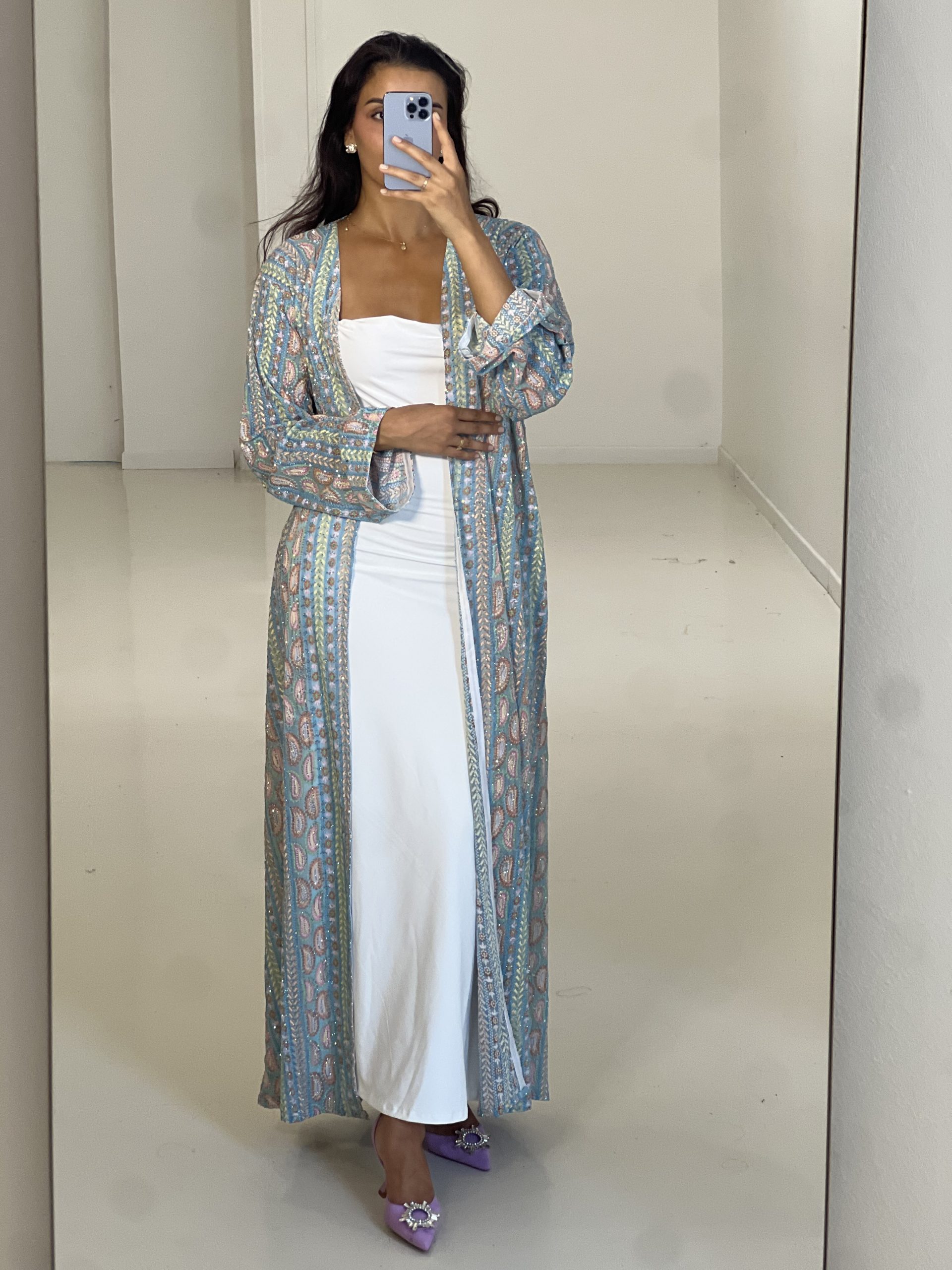 Kimono sari indien vert turquoise