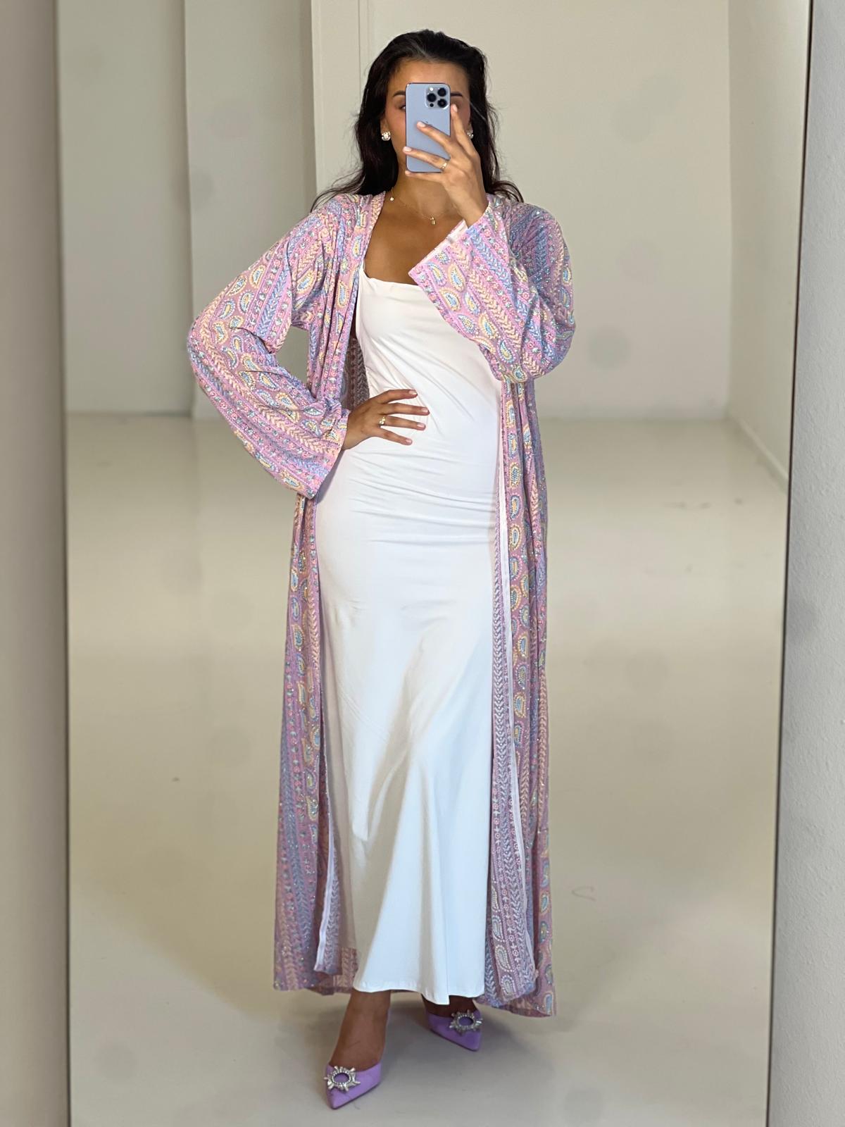 Kimono sari indien rose foncé