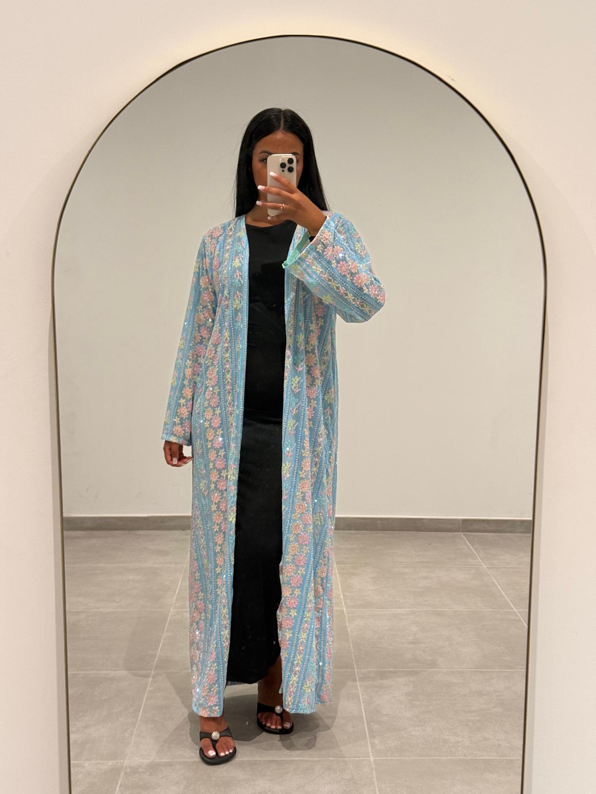 Kimono sari indien bleu clair
