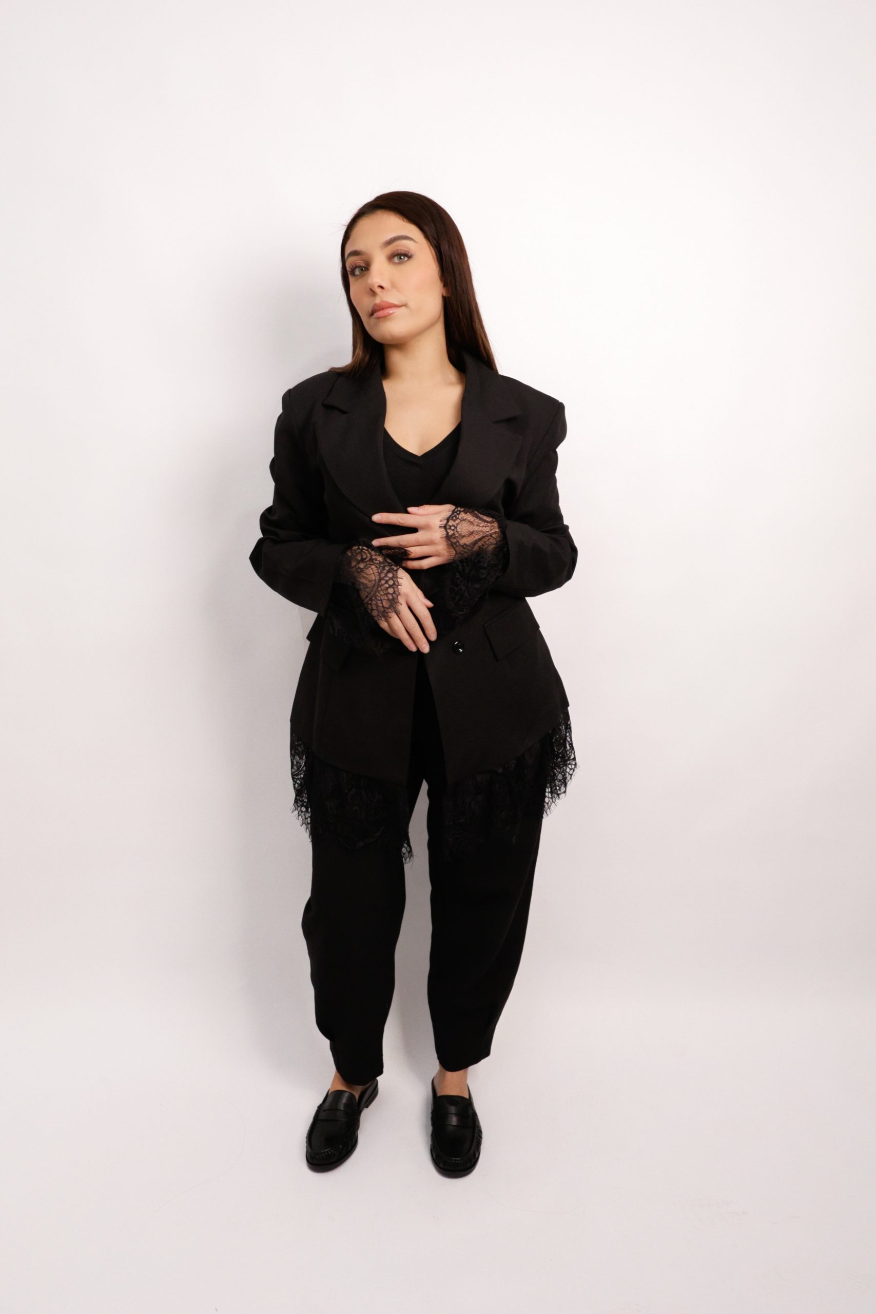 Blazer à dentelle noir