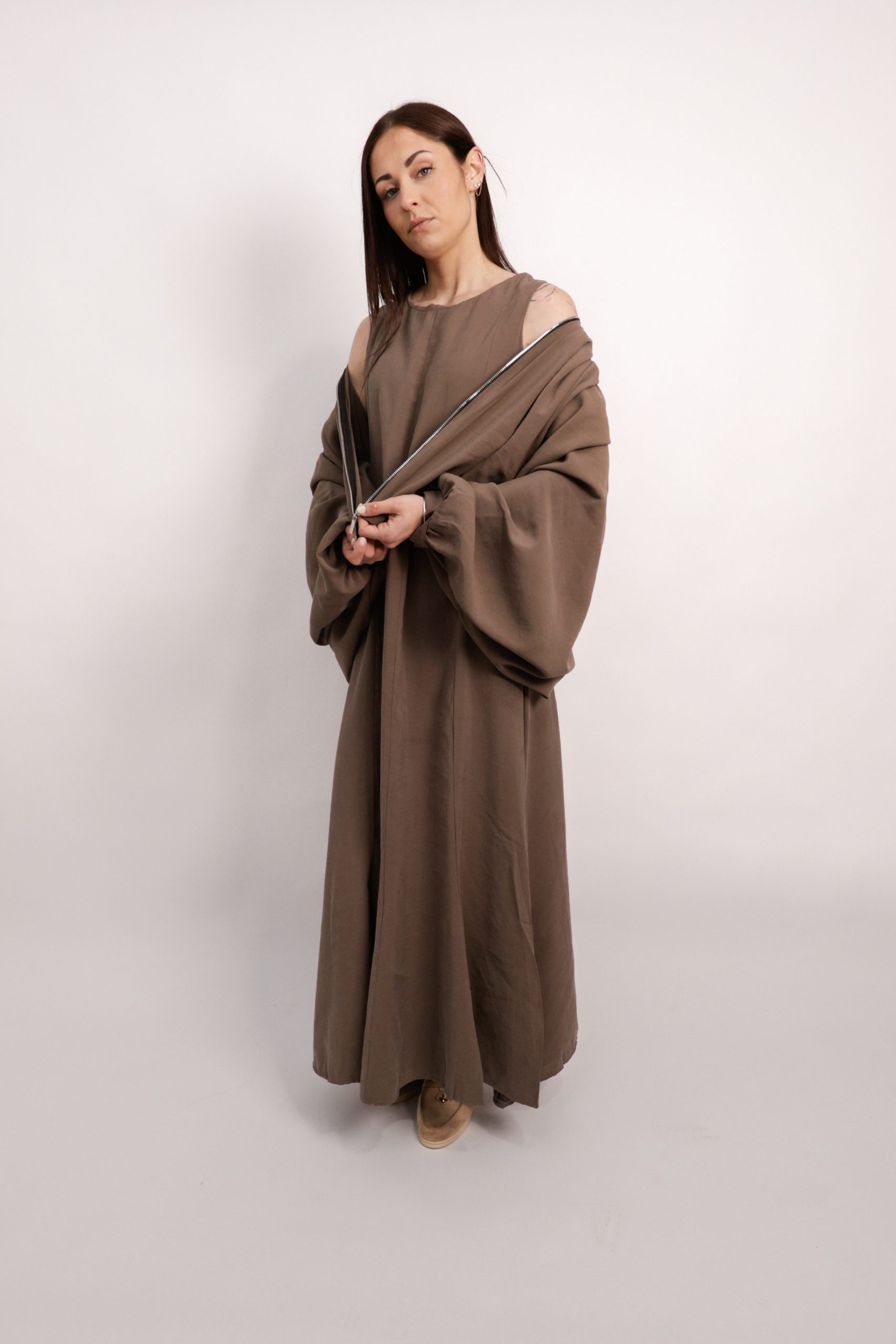 Ensemble robe longue & bombers fluide | Greige