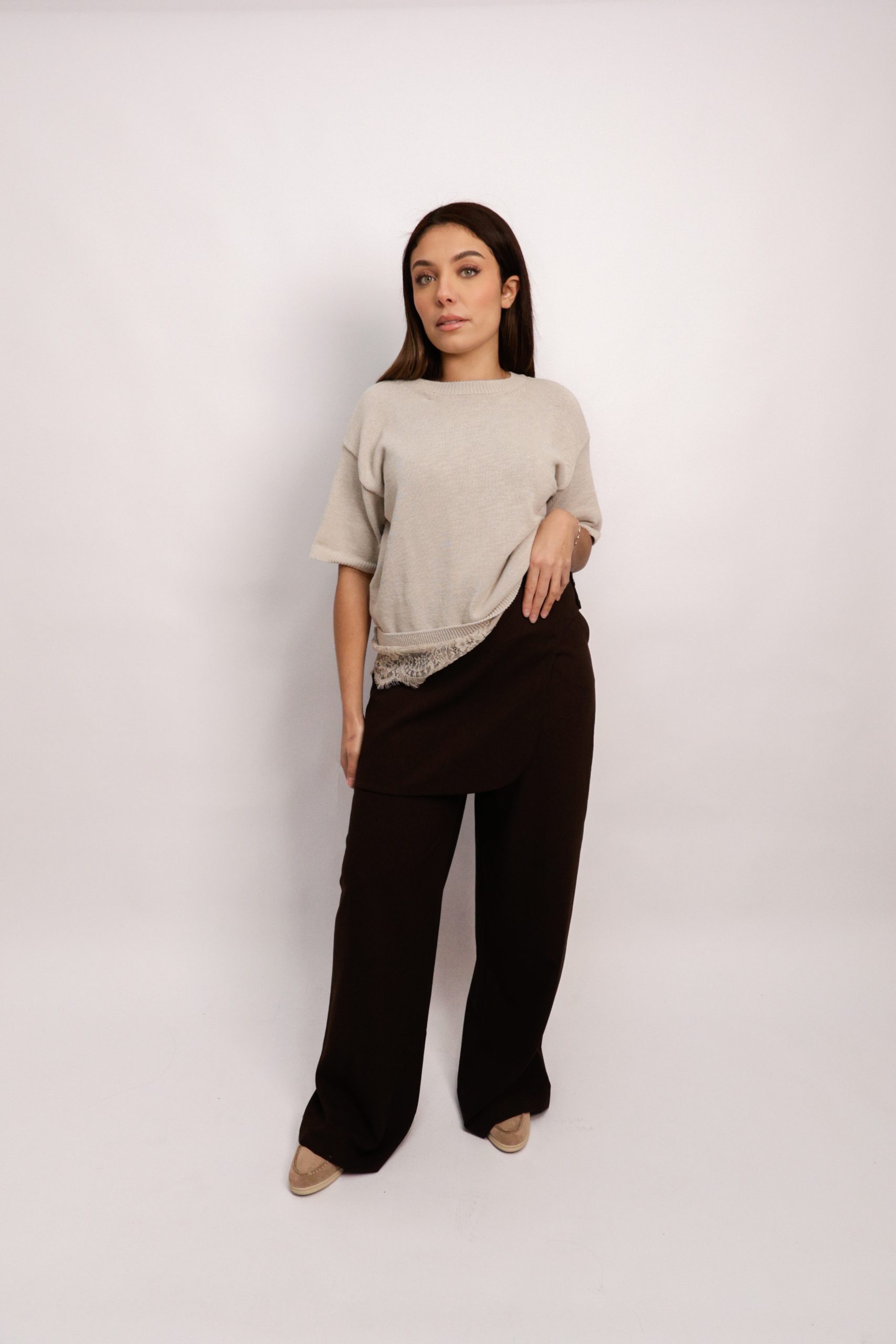 Pantalon Tailleur Portefeuille | Marron