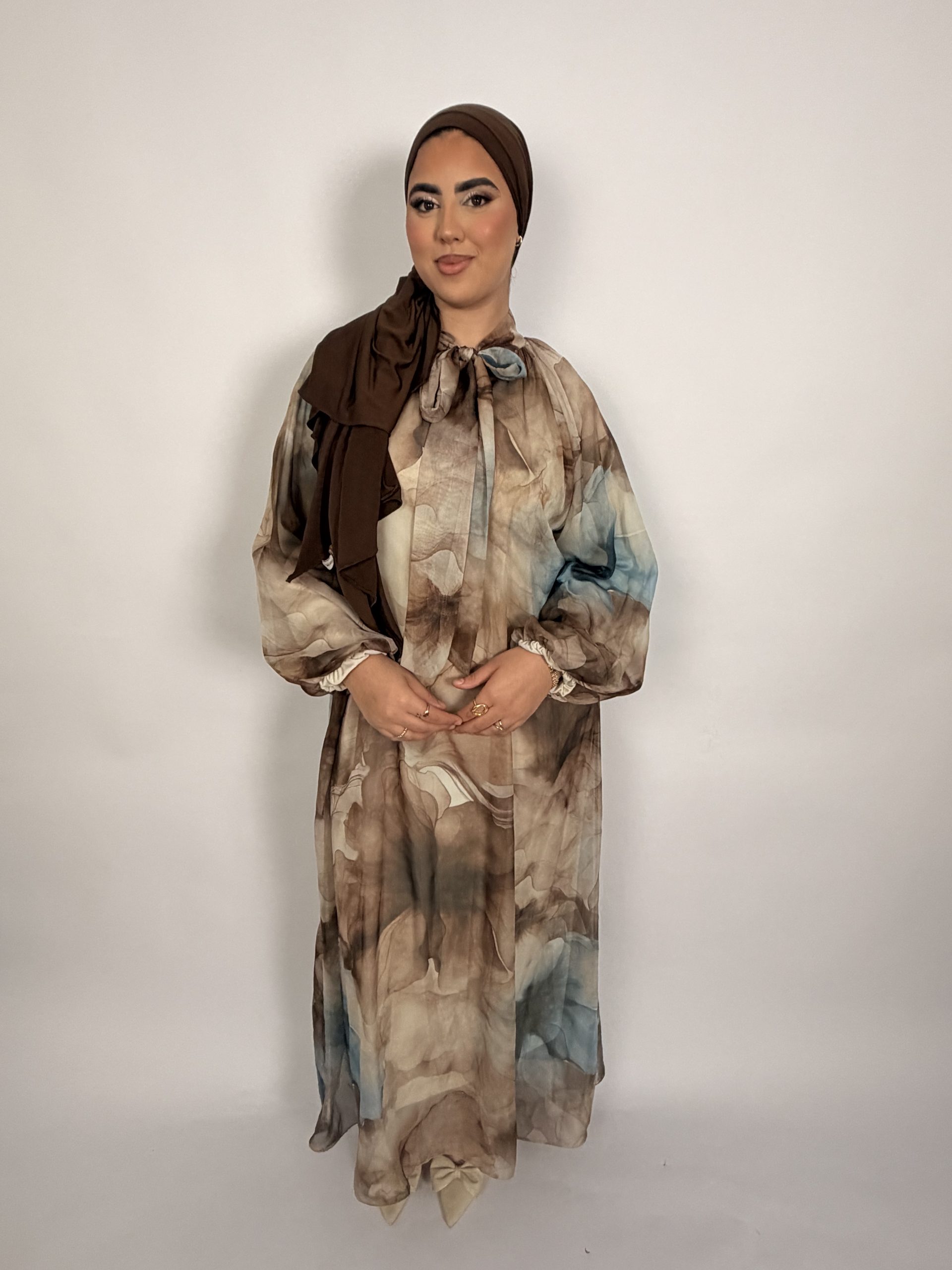 Robe à col montant | Marron